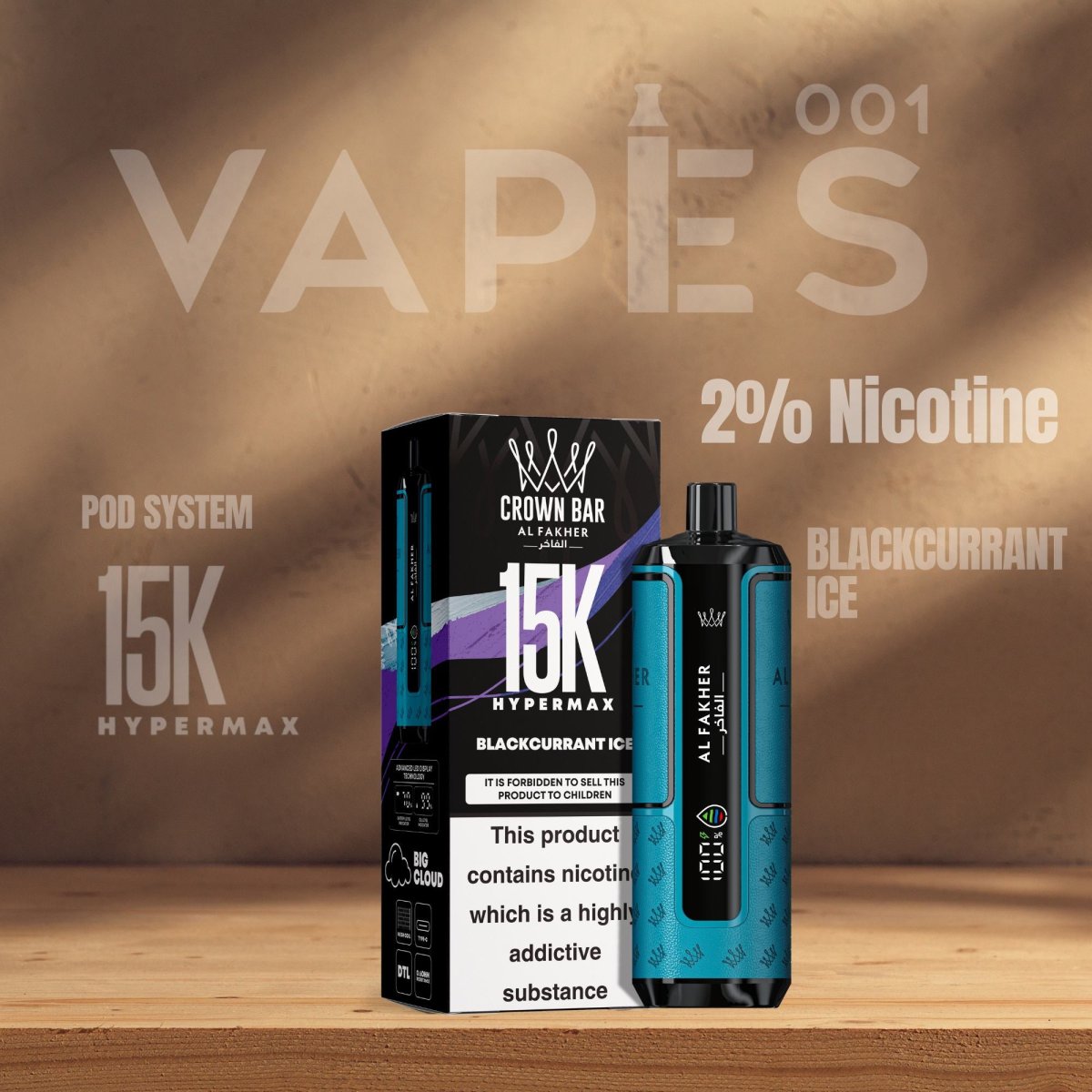 Al Fakher Crown Bar HyperMax 15K - Oplaadbare Pod Vape - 2% nicotine
