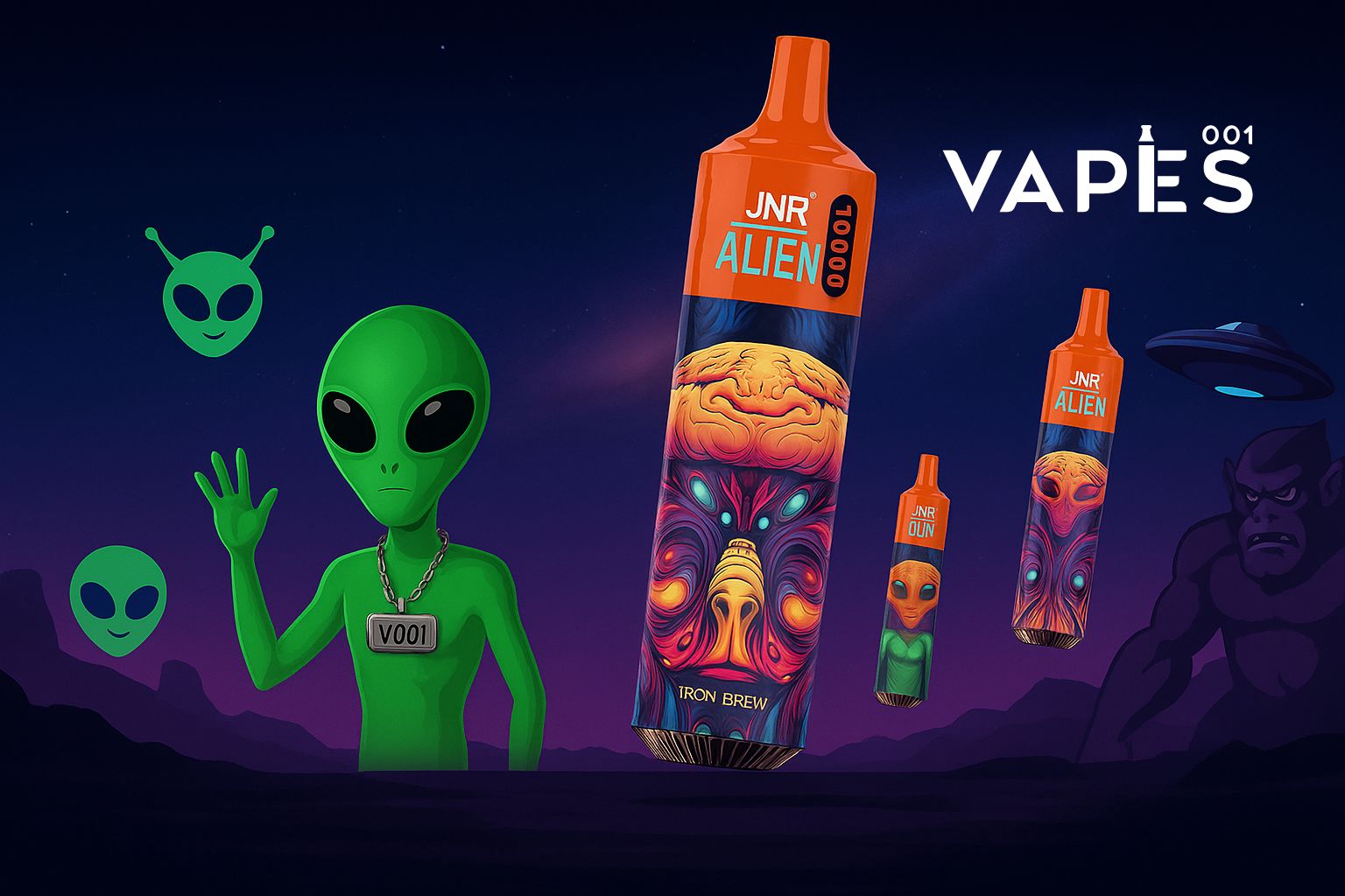 JNR Puff Alien 10K – L’icône futuriste des puffs jetables sur Vapes001