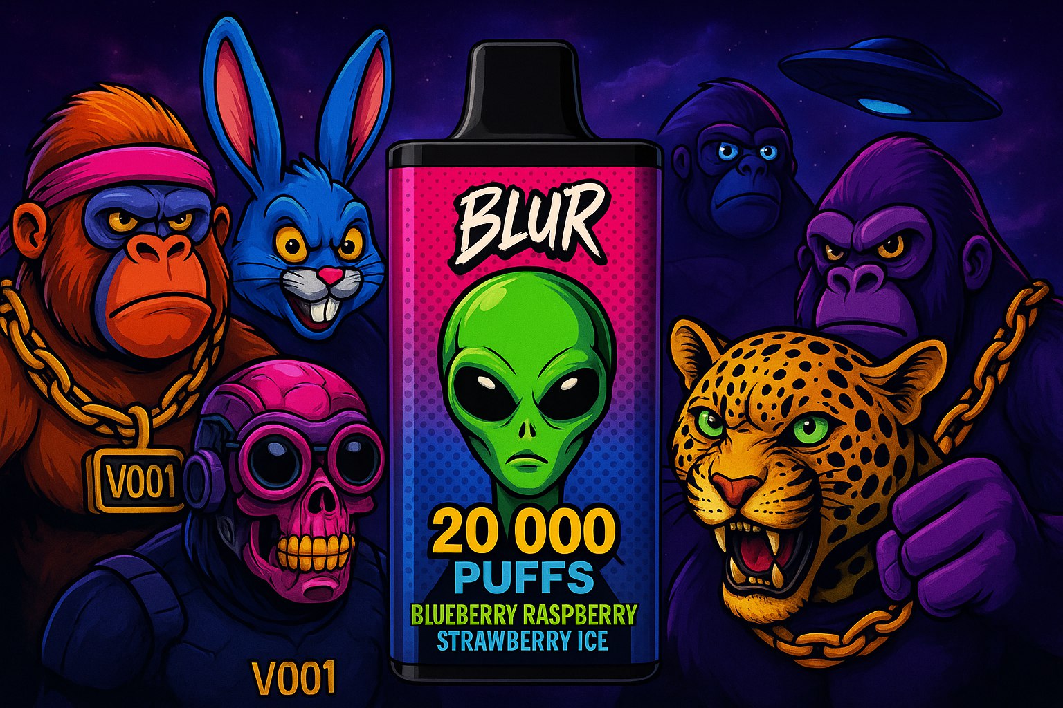 Blur 20000 – Puff Jetable / Vape Disposable 2% Nicotine – Double Saveur : L’Innovation Signée Vapes001