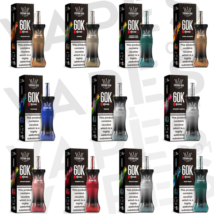 Al Fakher Crown Bar E-Hose X 60K 0.6% Nicotine Disposable Vape / Vapes001 Al Fakher Crown Bar E-Hose X 60K 0.6% Nicotine Disposable Vape / Vapes001