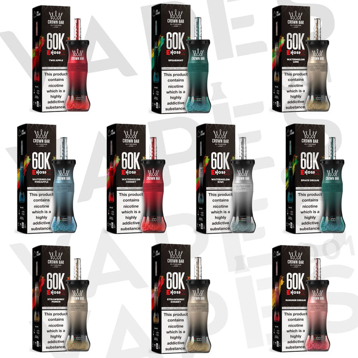 Al Fakher Crown Bar E-Hose X 60K 0.6% Nicotine Disposable Vape / Vapes001 Al Fakher Crown Bar E-Hose X 60K 0.6% Nicotine Disposable Vape / Vapes001