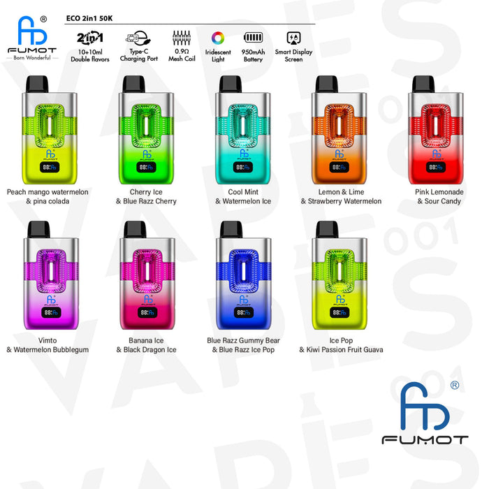 Fumot ECO 2in1 50K Disposable Vape 2 % Nicotine Double Flavor Vapes001 Fumot ECO 2in1 50K Disposable Vape 2 % Nicotine Double Flavor Vapes001