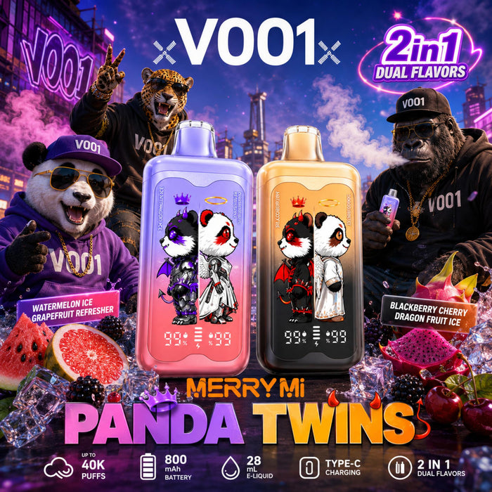 MerryMi - Panda Twins 40K - Einweg Vape / Disposable - 2% Nikotin - Doppelgeschmack